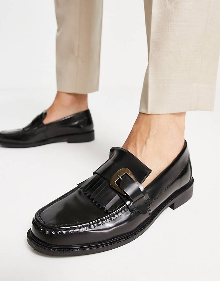 H by Hudson albert loafers in black hi shine leather